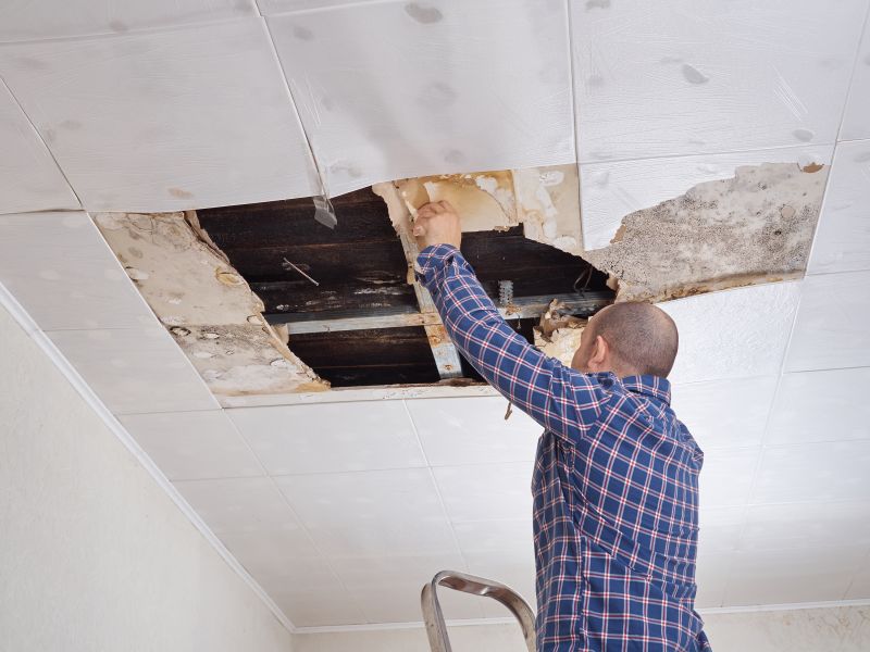 Handyman repairing ceiling